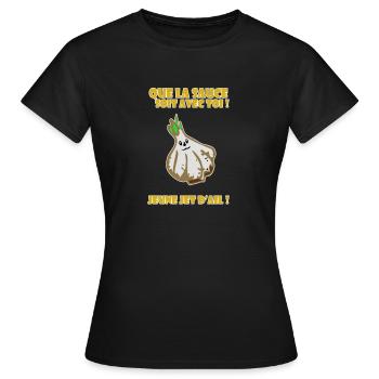 Que la sauce soit ac toi - T-shirt Femme - noir - Devant - AI Model Female 172 dark (172cm)