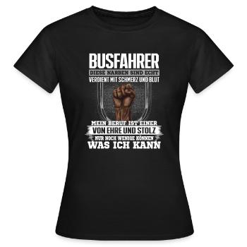 BUSFAHRER - Ehre und Stolz - Frauen T-Shirt - Schwarz - Vorne - AI Model Female 172 dark (172cm)