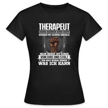 THERAPEUT - Ehre und Stolz - Frauen T-Shirt - Schwarz - Vorne - AI Model Female 172 dark (172cm)