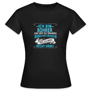 BOHRER - Frauen T-Shirt - Schwarz - Vorne - AI Model Female 172 dark (172cm)