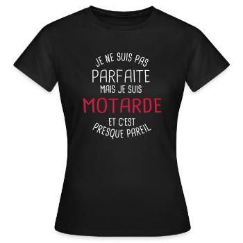 Pas parfaite mais motarde - T-shirt Femme - noir - Devant - AI Model Female 172 dark (172cm)