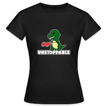 T Rex Dino ist unaufhaltbar Geschenk Dinosaurier - Frauen T-Shirt - Schwarz - Vorne - AI Model Female 172 dark (172cm)