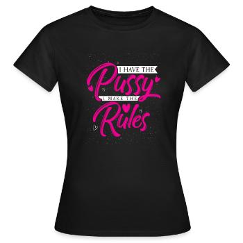 J’ai la chatte je fais les règles Mme droite - T-shirt Femme - noir - Devant - AI Model Female 172 dark (172cm)