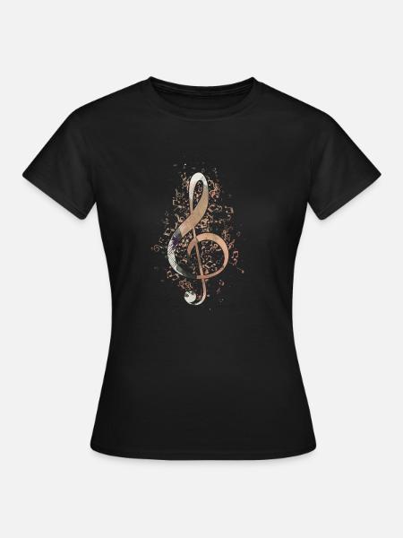Violinschlüssel Noten Musik Instrument Geschenk - Frauen T-Shirt - Schwarz