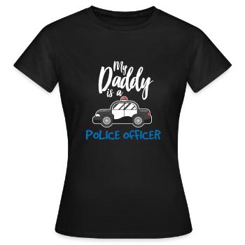 Police cop société voiture bleu lumières bleu - T-shirt Femme - noir - Devant - AI Model Female 172 dark (172cm)
