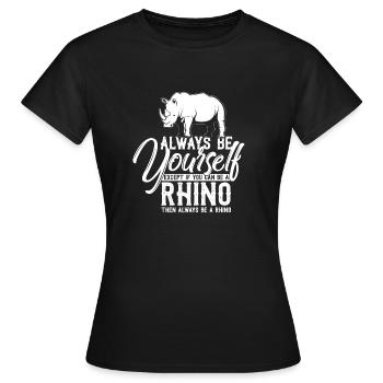 Sei ein Nashorn Aussterben Bedrohte Tierart Horn - Frauen T-Shirt - Schwarz - Vorne - AI Model Female 172 dark (172cm)