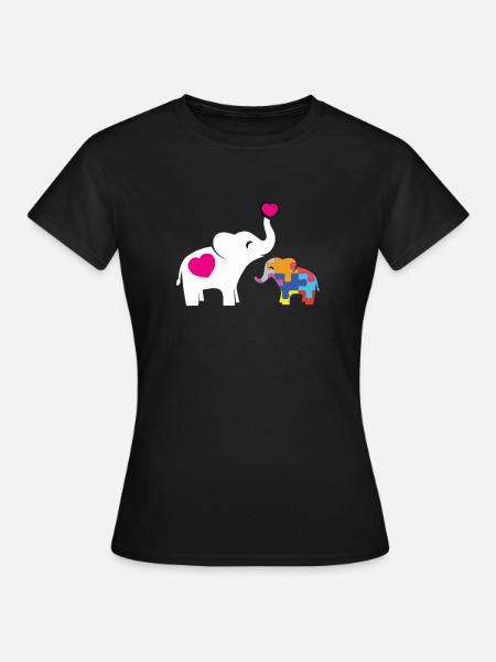 Conciencia del autismo del elefante camiseta regalo - Camiseta mujer - negro