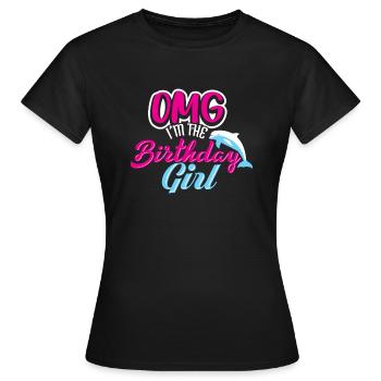 OMG je suis le cadeau de chemise d'anniversaire de dauphin de fille - T-shirt Femme - noir - Devant - AI Model Female 172 dark (172cm)