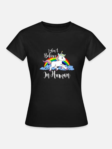 Regenbogen Einhorn - Dame-T-shirt - sort