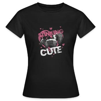süßes Stinktier Gas Gasmaske Furz Dachs stinken - Frauen T-Shirt - Schwarz - Vorne - AI Model Female 172 dark (172cm)