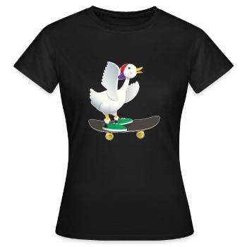 Skater canard - T-shirt Femme - noir - Devant - AI Model Female 172 dark (172cm)