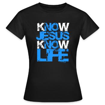 Know Jesus Know Life - Women's T-Shirt - black - Front - AI Model Female 172 dark (172cm)