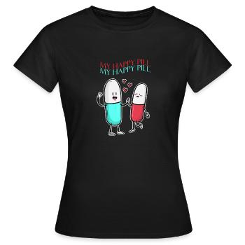 HAPPY PILL - fröhliche Pillen - Tabletten - Liebe - Frauen T-Shirt - Schwarz - Vorne - AI Model Female 172 dark (172cm)