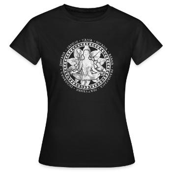 Yoga Lebensblume Schneidersitz Spiritualität shirt - Frauen T-Shirt - Schwarz - Vorne - AI Model Female 172 dark (172cm)