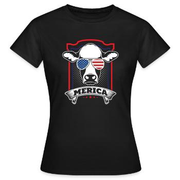 Amerikanische Patriot-Kuh - Frauen T-Shirt - Schwarz - Vorne - AI Model Female 172 dark (172cm)