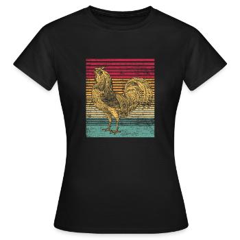 Poulet coq poule maison oiseau animal cadeau vintage - T-shirt Femme - noir - Devant - AI Model Female 172 dark (172cm)