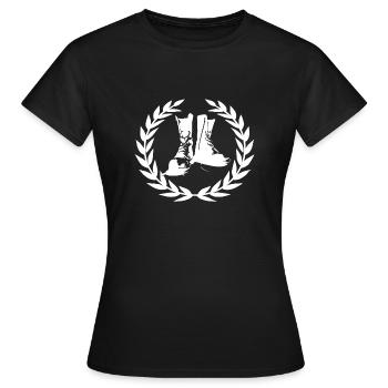Boots Combat Boots Skinhead Oi Ska Punks T-Shir - Women's T-Shirt - black - Front - AI Model Female 172 dark (172cm)