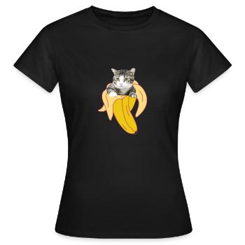 Cat banana kitten meow kitty cat cat lady - Women's T-Shirt - black - Front - AI Model Female 172 dark (172cm)