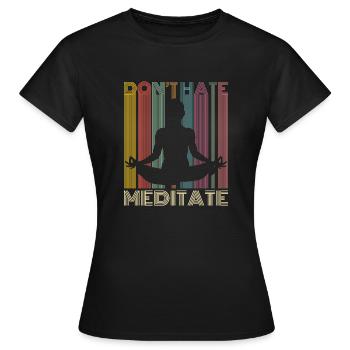 Meditation Yoga Buddha Erleuchtung Geschenk - Frauen T-Shirt - Schwarz - Vorne - AI Model Female 172 dark (172cm)
