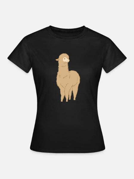 Alpaka Kamel Zootier Zoo Tierisch Süß - Dame-T-shirt - sort