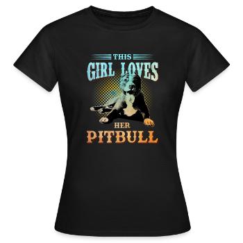 Pitbull chien chien de combat amour fille - T-shirt Femme - noir - Devant - AI Model Female 172 dark (172cm)