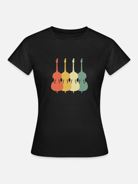 Kontrabass 70s Retro Look - Dame-T-shirt - sort