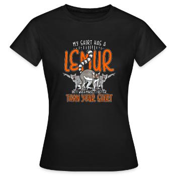 Lémurien singe semi-singe animal cadeau protection animale. - T-shirt Femme - noir - Devant - AI Model Female 172 dark (172cm)