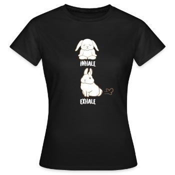 Hasen - Hase - Yoga - Inhale - Exhale - Frauen T-Shirt - Schwarz - Vorne - AI Model Female 172 dark (172cm)