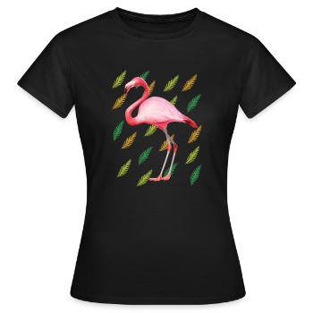 Flamingo with feathers - Women's T-Shirt - black - Front - AI Model Female 172 dark (172cm)