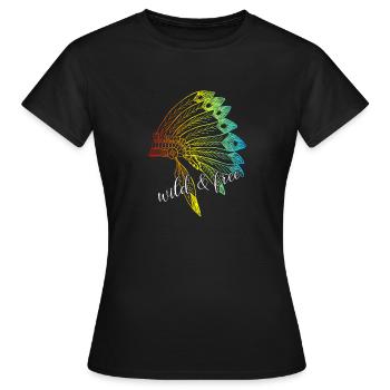 Sauvage et libre indiens amérindiens sauvages et libres - T-shirt Femme - noir - Devant - AI Model Female 172 dark (172cm)