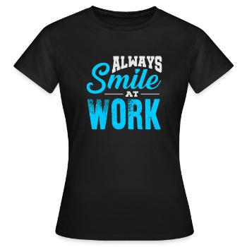 Glücklich ( auf der Arbeit ) - Frauen T-Shirt - Schwarz - Vorne - AI Model Female 172 dark (172cm)
