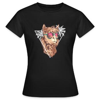 Lama d'été avec des lunettes de soleil - cadeau de Llama - T-shirt Femme - noir - Devant - AI Model Female 172 dark (172cm)