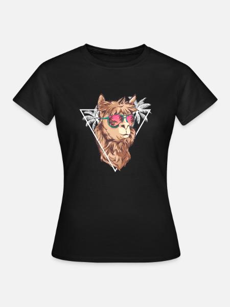 Summer Llama with Sunglasses - Llama Gift - Women's T-Shirt - black