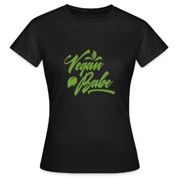 Vegan Lifestyle - "Vegan Babe" - Geschenk - Frauen T-Shirt - Schwarz - Vorne - AI Model Female 172 dark (172cm)