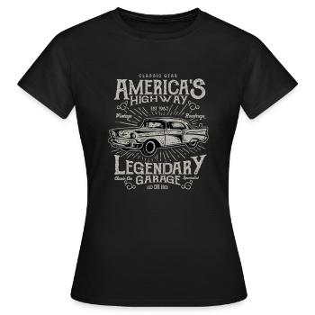 Voiture ancienne Vintage Vintage America Highway - T-shirt Femme - noir - Devant - AI Model Female 172 dark (172cm)