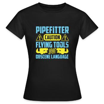 Mise en garde du tuyauteur - T-shirt Femme - noir - Devant - AI Model Female 172 dark (172cm)