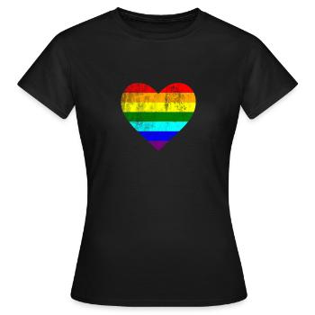 Coeur LGTB Pride gay gay arc-en-ciel - T-shirt Femme - noir - Devant - AI Model Female 172 dark (172cm)