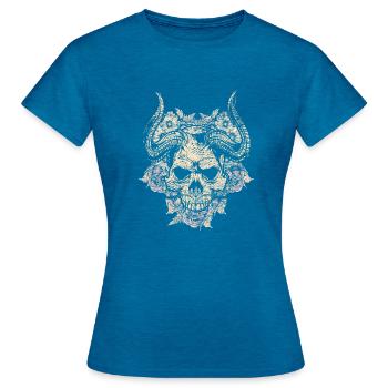 Teufel Dämon Satan Hölle Tod Halloween Geschenk - Frauen T-Shirt - Antikblaues Saphir meliert - Vorne - AI Model Female 172 dark (172cm)