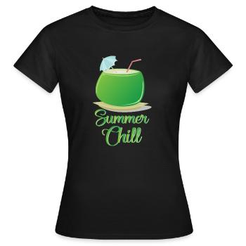 Été, cocktail et détente - T-shirt Femme - noir - Devant - AI Model Female 172 dark (172cm)