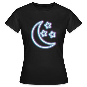T-shirt néon Glow Moon Effet lumineux demi-lune - T-shirt Femme - noir - Devant - AI Model Female 172 dark (172cm)