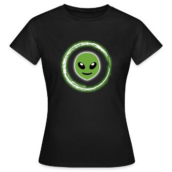 T-shirt néon Glow Alien Effet lumineux demi-lune - T-shirt Femme - noir - Devant - AI Model Female 172 dark (172cm)