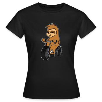 T-shirt paresseux de tricycle d'animal dans le tricycle - T-shirt Femme - noir - Devant - AI Model Female 172 dark (172cm)