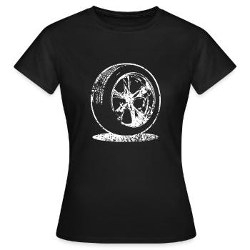 Cadeau d'amant de voiture de jante de pneu de voiture - T-shirt Femme - noir - Devant - AI Model Female 172 dark (172cm)