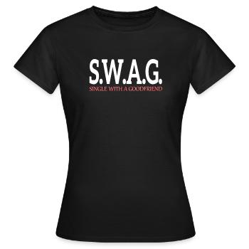Swag - célibataire avec de bons amis - T-shirt Femme - noir - Devant - AI Model Female 172 dark (172cm)