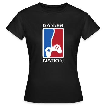 Gamer Nation - lustiges gaming Motiv geschenk - Frauen T-Shirt - Schwarz - Vorne - AI Model Female 172 dark (172cm)