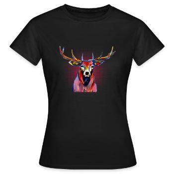 Cerf tacheté - T-shirt Femme - noir - Devant - AI Model Female 172 dark (172cm)