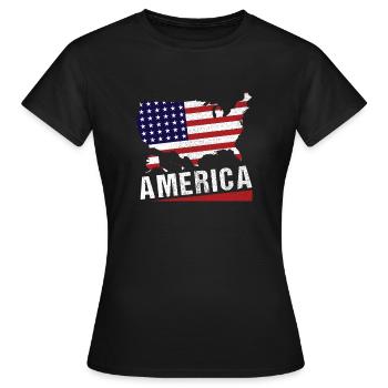 4th of July America Map Stars And Stripes - Frauen T-Shirt - Schwarz - Vorne - AI Model Female 172 dark (172cm)