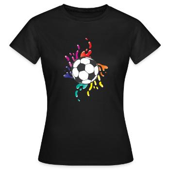 Fußball bunte Farbspritzer - Frauen T-Shirt - Schwarz - Vorne - AI Model Female 172 dark (172cm)