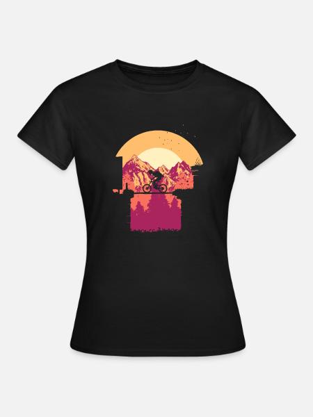 Biker auf Brücke - Frauen T-Shirt - Schwarz