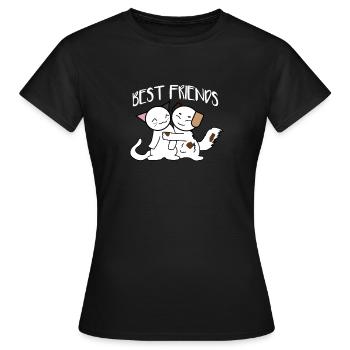 Beste Freunde Katzen Motiv Mietzekatze Kätzchen - Frauen T-Shirt - Schwarz - Vorne - AI Model Female 172 dark (172cm)